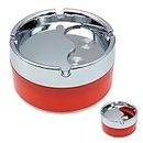 Round Rotating Ashtray, Modern Coloured Ashtray with Hinged Lid for Cigarettes, Ashes and Bumble Bees in Garden, Bar, Office, Home (Orange)