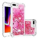 KBIKO-zxl Glitter Case pour iPhone 6s Plus Étui, Sparkle Amour Paillette Floating Quicksands Housse Compatible avec Chargement sans Fil Protective Coque pour iPhone 7 Plus / 8 Plus.Pink YBL