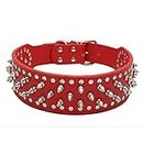 Avenpets 20-26" Length 2" Width Spike Rivets Leather Dog Pet Collars for Pitbull Mastiff Boxer (Red,L)