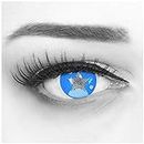 Farbige Blaue Kontaktlinsen 1 Paar Anime Blue Circle Lenses Heroes Of Cosplay Stark Deckend. Jahreslinsen für Kostüme, Halloween, Fasching, Karneval mit gratis Linsenbehälter - Ohne Stärke