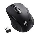 LODVIE Wireless Mouse for Laptop,2400 DPI Wireless Computer Mouse with 6 Buttons,2.4G Ergonomic USB Cordless Mouse,15 Months Battery Life Mouse for Laptop PC Mac Computer Chromebook MacBook-Black