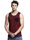TRENDS TOWER Men Tank Top with Pocket Maroon Color (XX-Large)