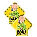 2 Pcs Reflective Baby on Board sign for Car, Reflective Kids Safety Warning Sticker, Baby on Board Signs for Car Window Cling Waterproof/Weatherproof (A1)