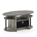 Furinno Jaya Simple Design Oval Coffee Table with Bin, French Oak Black, Engineered Wood, Chêne Français/Noir/Noir, Lot de 1