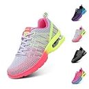 Womens Trainers Running Shoes Air Cushion Gym Shoes Athletic Sports Breathable Lightweight Jogging Sneakers for Ladies Fashion Walking Shoes Grey Size 7.5 UK