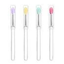 LORMAY Silicone Lip Brushes with Transparent Handles and Caps. Perfect Applicators for Cream Lip Mask, Eyeshadow, and Lipstick (4pcs, Multicolor)