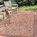 JONATHAN Y SMB104A-8 Malta Bohemian Medallion Textured Weave Indoor Outdoor Area Rug, Coastal, Traditional, Easy Cleaning,Bedroom,Kitchen,Backyard,Patio,Non Shed, Red/Taupe, 240 cm X 300 cm