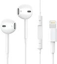 Earphones Earbuds with Wired Lightning Headphones Ear Pods with Microphone & Remote Noise Cancelling in-Ear Headset Control for iPhone 14/14 Plus/14 Pro Max/13/13 Mini/12/11/X/XR/XS/SE/8/7/iOS, White