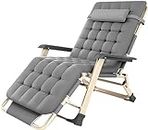 Niyam Folding Portable Zero Gravity Recliner Garden Lounge Chair, Relaxation Sun Lounger with Cushion, up to 180 kg Load Capacity for Garden, Balcony, Beach Terrace (Grey)