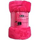 Laura Secret Fleece Faux Fur Roll Mink THROW Throws/Bed Blanket Beautiful Colours (Double, Fucshia Pink)
