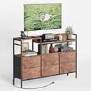 CAIYUN Dresser for Bedroom with 6 Drawers, Commode de Chambre 6 Tiroirs, Chest of Drawers with Charging Station&USB Ports, 52” Storage Chest for Closet, Living Room, Rustic Brown