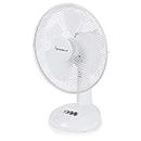 Signature S40009 Portable 12 Inch Oscillating Desk Fan with Adjustable Tilt, 3 Plastic Blades, 3 Speed Settings, White