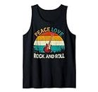 Guitar Music Vintage Retro Style Peace Love Rock And Roll Camiseta sin Mangas