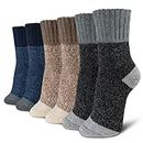 Time May Tell Womens Merino Wool Socks Thick Knit Warm Cushion Wool-Socks-for-Women 2/3 Pack(Dark Grey/Brown/Blue/Multi(3 Pairs),US Size 5~9)