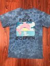 Pink Dolphin Floral Tie Dye T-Shirt Mens Streetwear Blue Small