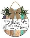 Geroclonup The Kitchen is The Heart of the Home Decor Farmhouse Kitchen Wall Decor Wood Round Rustic Kitchen Front Door Kitchen Sign for Home Decor Dining Room Decration 30cm