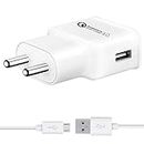 33W Charger for LG G3 Charger Original Mobile Wall Charger Fast Charging Android Smartphone Qualcomm 3.0 Charger Hi Speed Rapid Fast Charger with 1.2m Micro Cable - (White, SMG, SE.I2)
