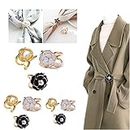 9pcs Women's Elegant Pearl Floral Scarf Ring Clip,French Retro Camellia Flower Scarf Ring Buckle,Fashion Metal Shawl Clip Buckle,Clothing Fixed Accessories for Silk Scarves Windbreaker Coat Belt.