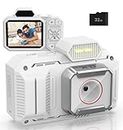 Omzer Digital Camera for Photography Video - 4K Vlogging 48MP Cameras with 2.8" Screen - Compact and Portable for Kids Teens Beginners - 18X Zoom Point & Shoot Camara - Include 32G Sd Card - White