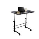 Kiva Height Adjustable Multipurpose Table On Wheels For Study Laptop Office Work Classroom And Computer Use With Mobile And Tab Holding Stand Size (59 X 39 X 76 Cm) (Black) - Engineered Wood