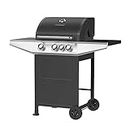 Cookology Tennessee Freestanding Outdoor Garden Gas BBQ 3+1, Side Burner, Cooking Grills, Warming Rack, Side Shelves and Automatic Ignition Dials - in Black and Chrome