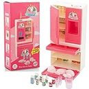 Storio Unicorn Pink Fridge Kitchen Set Toys Pretend Play Toy Set with Multiple Accessories & Realistic Water Dispenser for Kids Girls | Best Birthday Gift for Kids Children