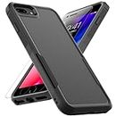 for iPhone 8 Plus/iPhone 7 Plus/iPhone 6 Plus Case: Dual Layer Protective Heavy Duty Cell Phone Case Shockproof Rugged Bumper Tough with Screen Protector - 16FT Military Grade Drop Tested, Black