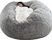Oversized Bean Bag Chair Cover for Adults,Living Room Furniture Soft Washable Microfiber Kids Bean Bag Chair Cover,Lazy Sofa Bed Cover PV Velvet Bean Bag Cover (Cover only) (Light Grey, 5FT 150*75cm)