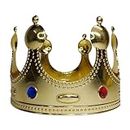Royal King Crown Fancy Dress Costume for Kids & Adults| Royal Red, Blue, Green Jewelled Gold Crown Accessories for Men & Women| Medieval | King & Prince Costume for School Drama & Dance – 1 Piece|