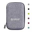 ORICO Hard Drive Case 2.5 inch External Drive Storage Carrying Bag Waterproof Shockproof with Inner Size 5.5x3.5x1.0inch for Organizing HDD and Electronic Accessories,Grey(PHD-25)