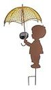 abc HOME Gartenstecker Junge mit Regenschrim | LED´s | Solarpanel | Lichtsensor | 47 cm H