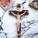KariGhar Resin Cross Crucifix, Jesus Christ, Cross Jesus, Crucified Jesus Wall Hanging Idol for Altar, Housewarming, Multicolour, 12 Inches