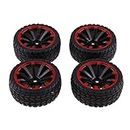 LOOM TREE® 4Pcs Rubber Rc Racing Tires Car On Road Wheel Rim for 1/10 Hsp Hpi Redcat Traxxas