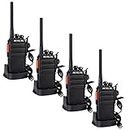 Retevis RT24 Walkie Talkies for Adults, Rechargeable 2 Way Radio Long Range PMR446 License Free 16 Channels CTCSS/DCS, Two Way Radio with Earpiece and USB Charging Base(Black, 2 Pair)