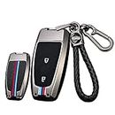 ontto Metal Car key fob cover case Fit for Ford Fusion Mustang Explorer F150 F250 EcoSport Edge S-MAX Ranger Lincoln Mondeo Fiest keyring Key Shell Holder bag keychain Accessories 2 button Black