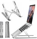 iXTRA Laptop Stand for Desk,Foldable Portable Anti-Slip Aluminum Laptop Holder with 7 Levels Height Adjustment Laptop Riser Compatible with MacBook,iPad,Dell,10-6 inch Laptops(Sliver)