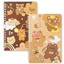 A1DIEE 2Pcs A5 Wirebound Notebooks Cute Bear Design Sidebound Journal Notebook Spiral Notepad Lined Paper Stationery Note Book Office Home School Supplies Project Notebook for Student Teacher