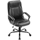 Yaheetech High Back Desk Chair Adjustable Computer Chair Faux Leather Upholstered Office Chair Ergonomic Swivel Chair Black