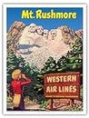 Mt. Rushmore National Memorial - Black Hills South Dakota USA - Western Air Lines -Skyway to Western Playgrounds - Vintage Travel Poster c.1950s - Master Art Print (Unframed) 9in x 12in