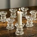 Glass Candle Holder Candlestick Holders - Romadedi Clear Small Candle Sticks Holder 20Pcs, Christmas Candle Holders for Taper Candlestick Candles Living Room Dinner Advent Party