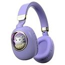 Xmenha Purple Kids Bluetooth Headphones Wired with Microphone for School - Wireless Boy Girls Noise Cancelling Over Ear Bluetooth Headphones Children Headsets for iPad Kindle Airplane Travel Tablet