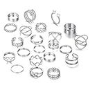 ALLWYOU 22 pcs Vintage Silver Rings Set Stackable Knuckle Joint Thumb Rings for Women Adjustable Rings for Women Teen Girls Open Chunky Rings