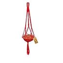 Foodie Puppies Bird Hanging Feeder Earthenware Feeding Bowl Water and Food for Birds | Home, Balcony and Garden| 21x21x80cm (Red)