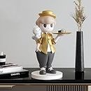 Resin Statue Decorative Sculpture Boys Tray Porch Living Room Tray Desktop Key Storage Ornament Furnishings Home Accessories Housewarming Gifts Modern Sculpture (Color : Golden, Size : 40cm)