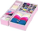 4 Pcs Underwear Drawer Organizers Divider, Fabric Closet Dresser Drawers Organizers Dividers, Clothing Storage Organizers Box for Lingerie, Panties, Socks, Briefs,Ties (Pink)