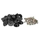 YiZYiF 20Pcs Cutting Board Rubber Feet with Stainless Steel Screws Soft Non Slip Non Marking Fine Grips Furniture Pads Floor Protector Black 15mm