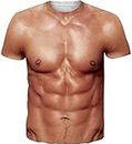 Loveternal Six-Pack Abs T-Shirt 3D Druck Tees Casual Muskelshirt Grafik Kurzarm Hässliche Tops Tees für Frauen Männer XL