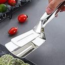 Giffy® New BBQ Cooking Tool Frying Turner Double Sided Spatula Multi-Functional Stainless Steel Food Flipping Clip Steak Tong Food Clamp - 10 Inch