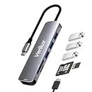 Verilux® USB C Hub Multiport Adapter- 6 in 1 Portable Aluminum Type C Hub with 4K HDMI Output, USB 2.0/3.0 Ports, SD/Micro SD Card Reader Compatible for MacBook Pro 2016-2020, MacBook Air 2018-2020