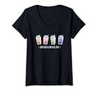 Funny Bubble Tea Women Kids Teen Gift Bobaholic Camiseta Cuello V